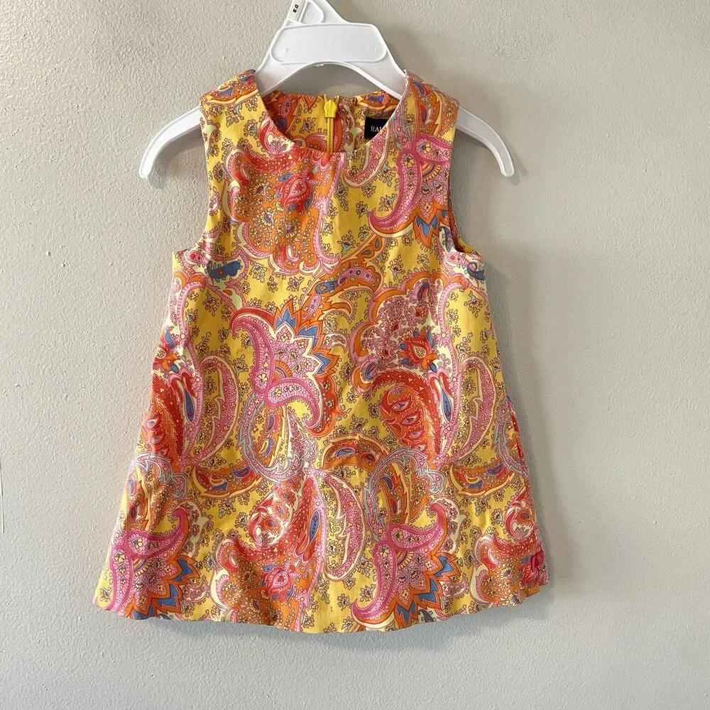 Ralph Lauren Paisley Floral Baby Shift Dress Sz 12 Months Cotton